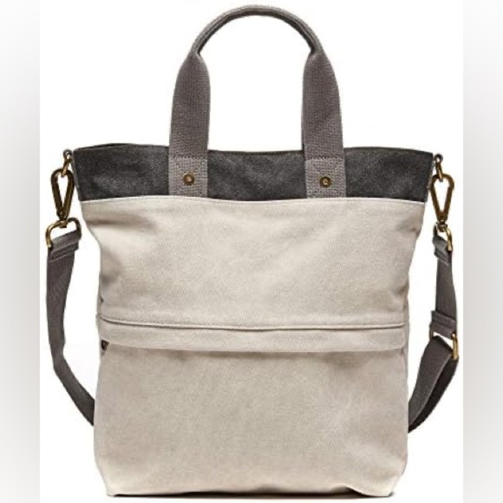 Chic Cream and Gray Crossbody Bag
